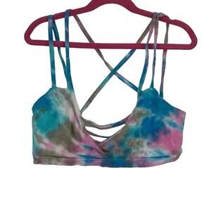 Chaser Size Small Blue Yellow Swim Strappy Bikini Top Tie Dye Swimwear N2-7
